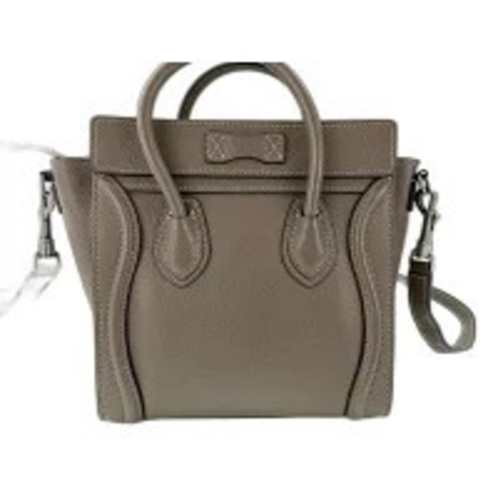 Celine Leather Luggage Tote Handbag Gray